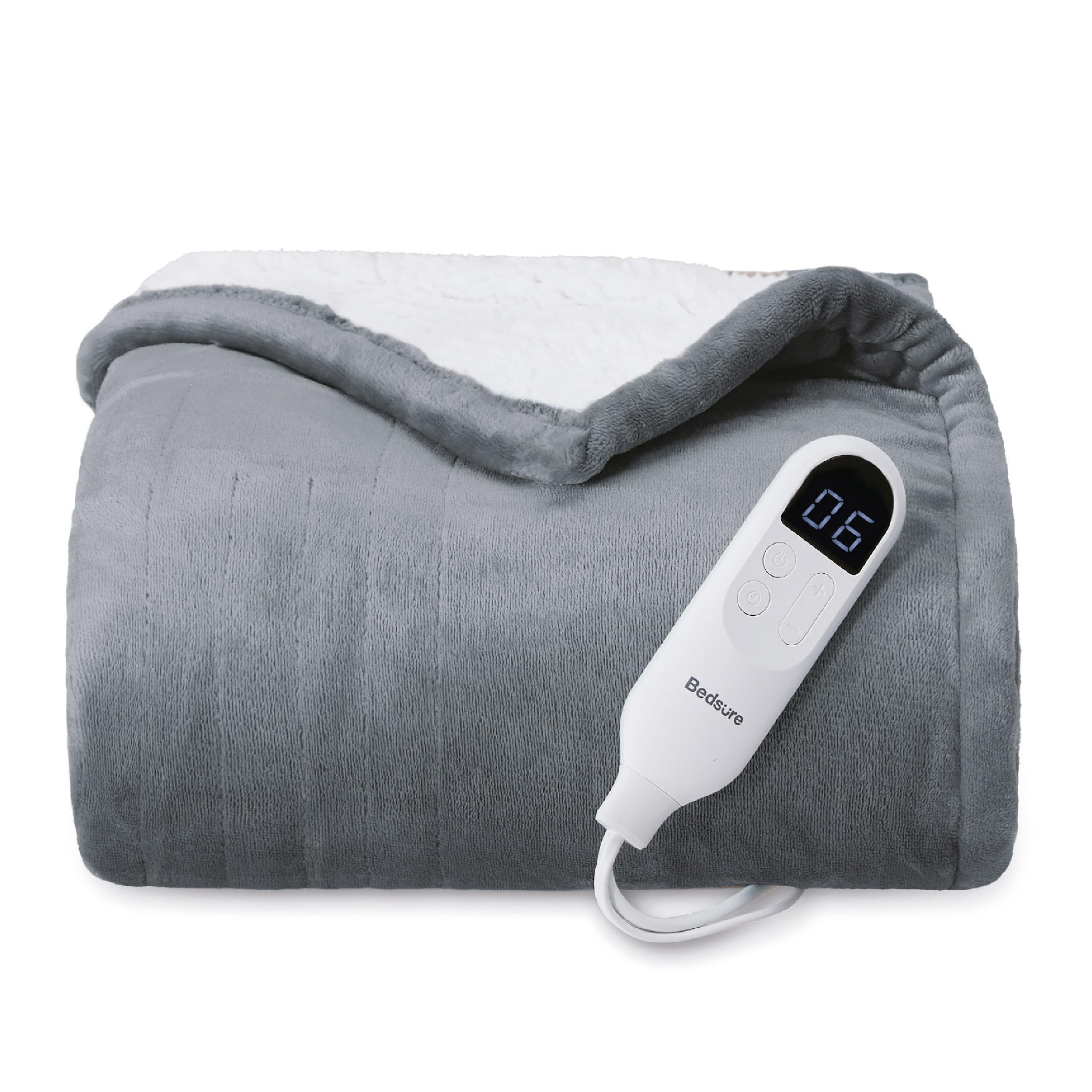 Bedsure Heated Blanket Electric Throw - Soft Flannel Electric Blanket, Heating Blanket With 4 Time Settings & 6 Heat Settings, W