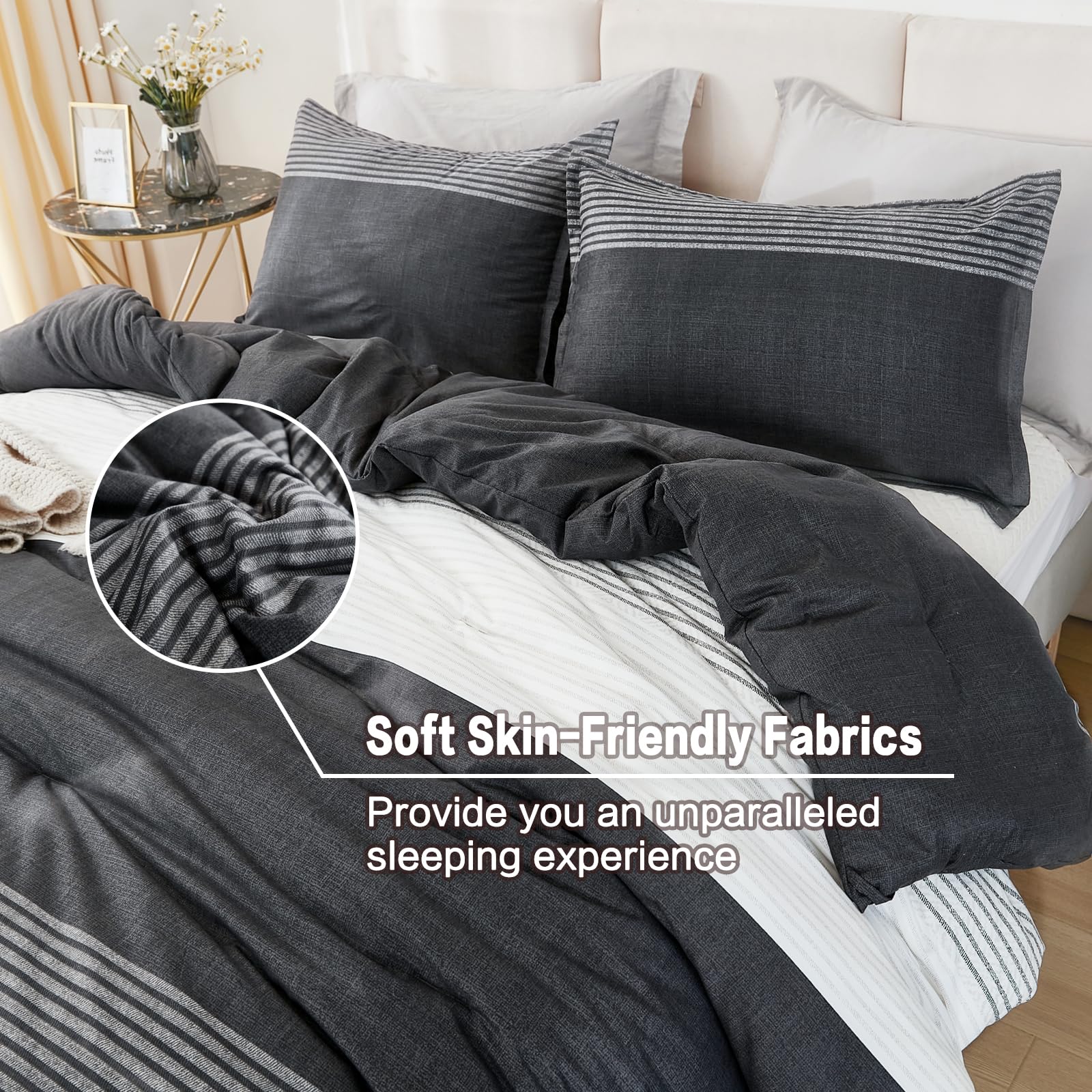 Litanika King Comforter Set Mineral Blue - 3 Pieces Lightweight Fluffy Bedding Comforter Sets, All Season Down Alternative Comfo