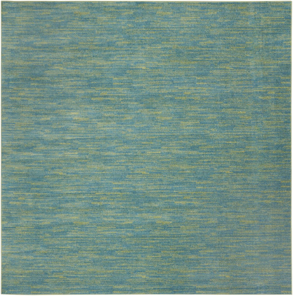 Nourison Essentials Indoor/Outdoor Blue Green 9' X Square Area -Rug, Easy -Cleaning, Non Shedding, Bed Room, Living Room, Dining Room, Backyard, Deck, Patio (9 Square)