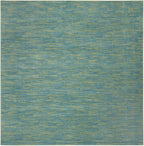 Nourison Essentials Indoor/Outdoor Blue Green 9' X Square Area -Rug, Easy -Cleaning, Non Shedding, Bed Room, Living Room, Dining Room, Backyard, Deck, Patio (9 Square)