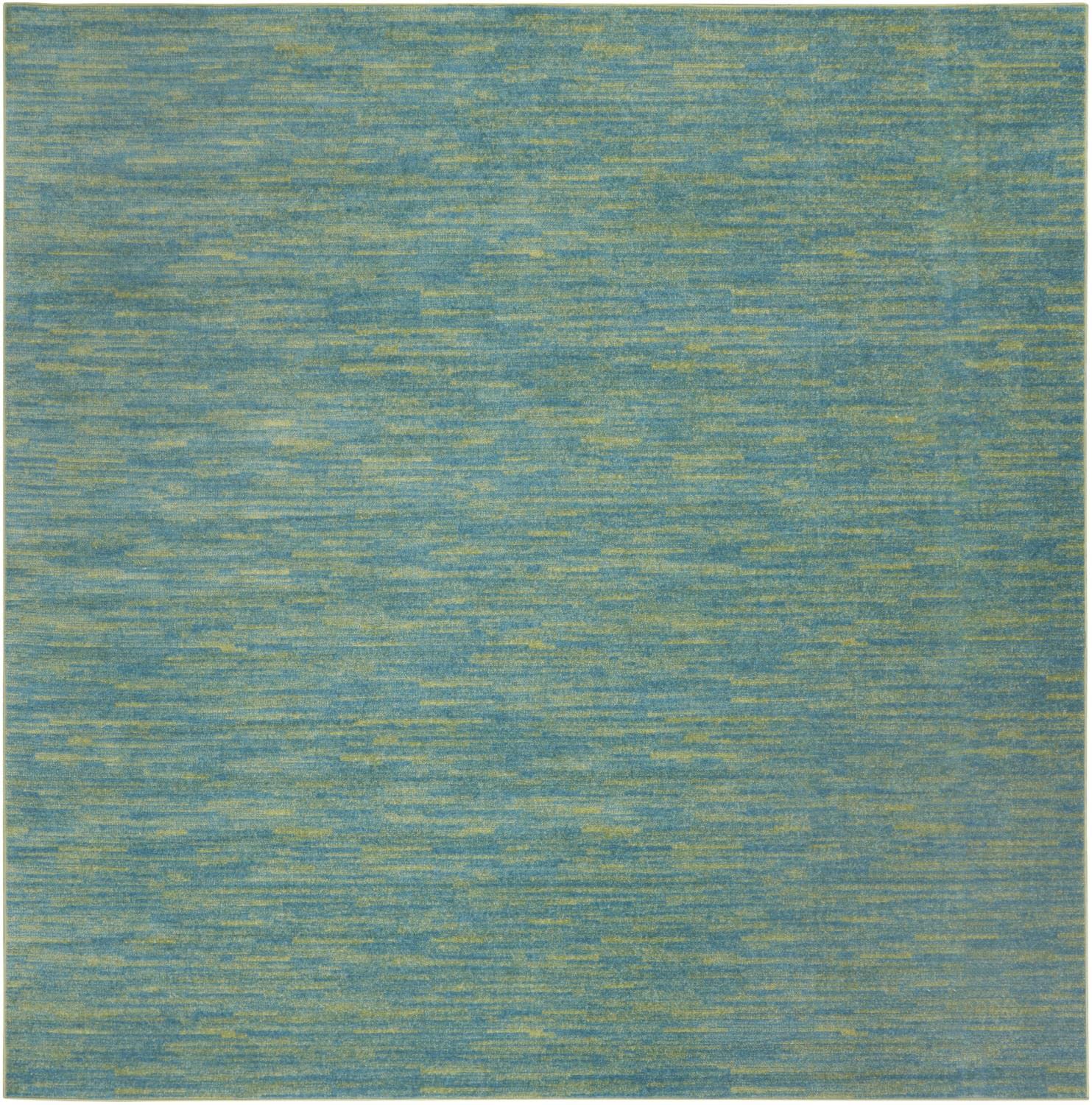 Nourison Essentials Indoor/Outdoor Blue Green 9' X Square Area -Rug, Easy -Cleaning, Non Shedding, Bed Room, Living Room, Dining Room, Backyard, Deck, Patio (9 Square)
