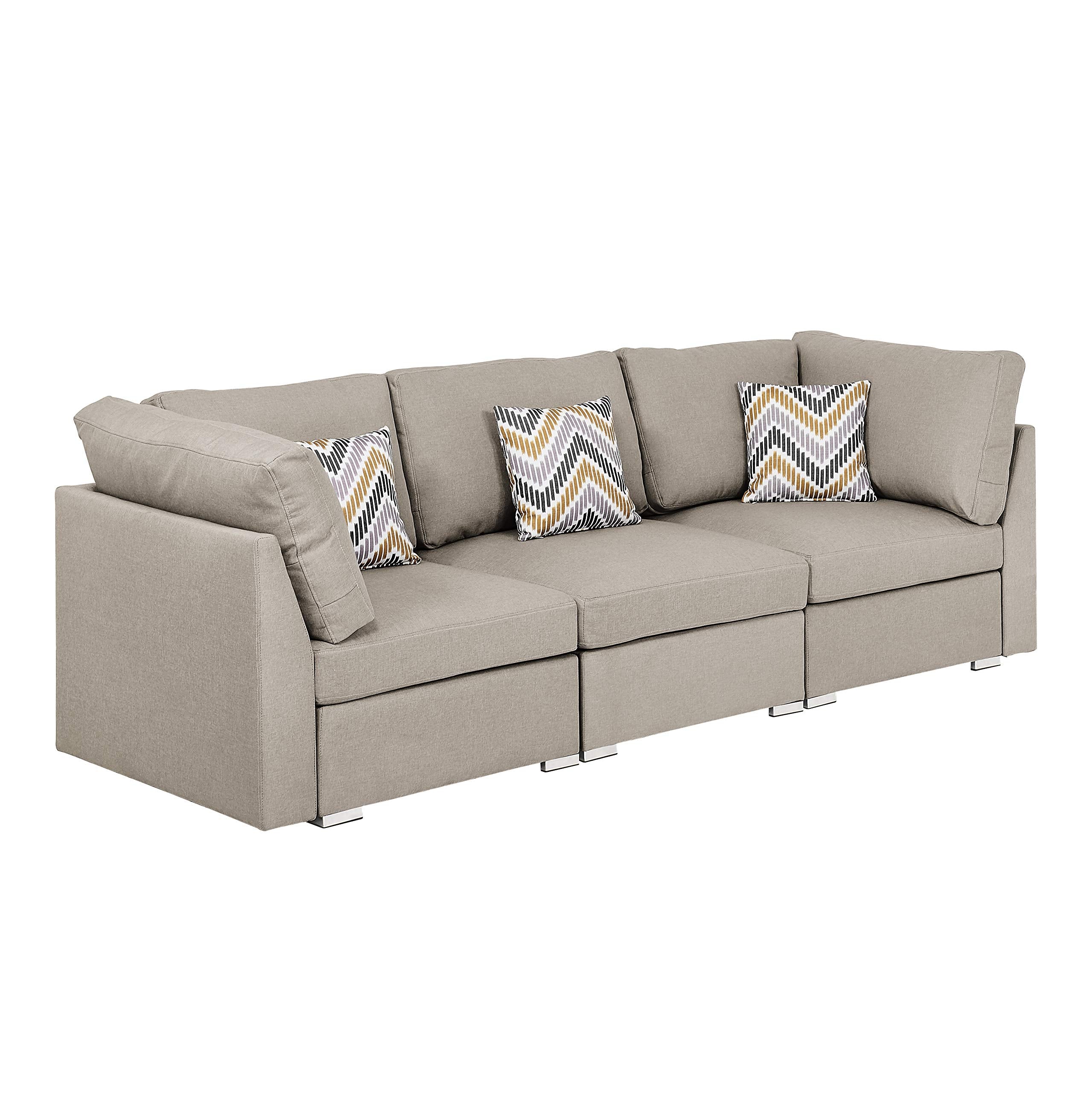 Lilola Home Amira Beige Fabric Sofa and Loveseat Living Room Set with Pillows