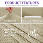 Znsayotx Super Stretch Couch Cover (72'-92'), New Striped Sofa Covers Fitted Slipcovers With Elastic Bottom, Dog Cat Pets Proof Spandex Fabric Comfortable & Durable (Khaki, Sofa)