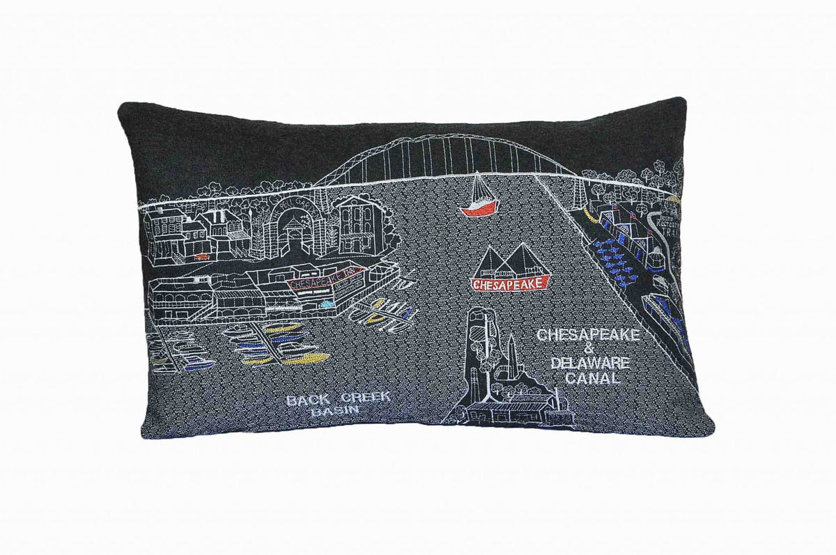 HomeRoots Grey 24' Black Charleston Nighttime Skyline Lumbar Decorative Pillow