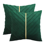 Tosleo Christmas Green Velvet Throw Pillow Covers 22X22 Inch Pack Of 2 With Gold Leather Forest Green Decorative Couch Pillowcas