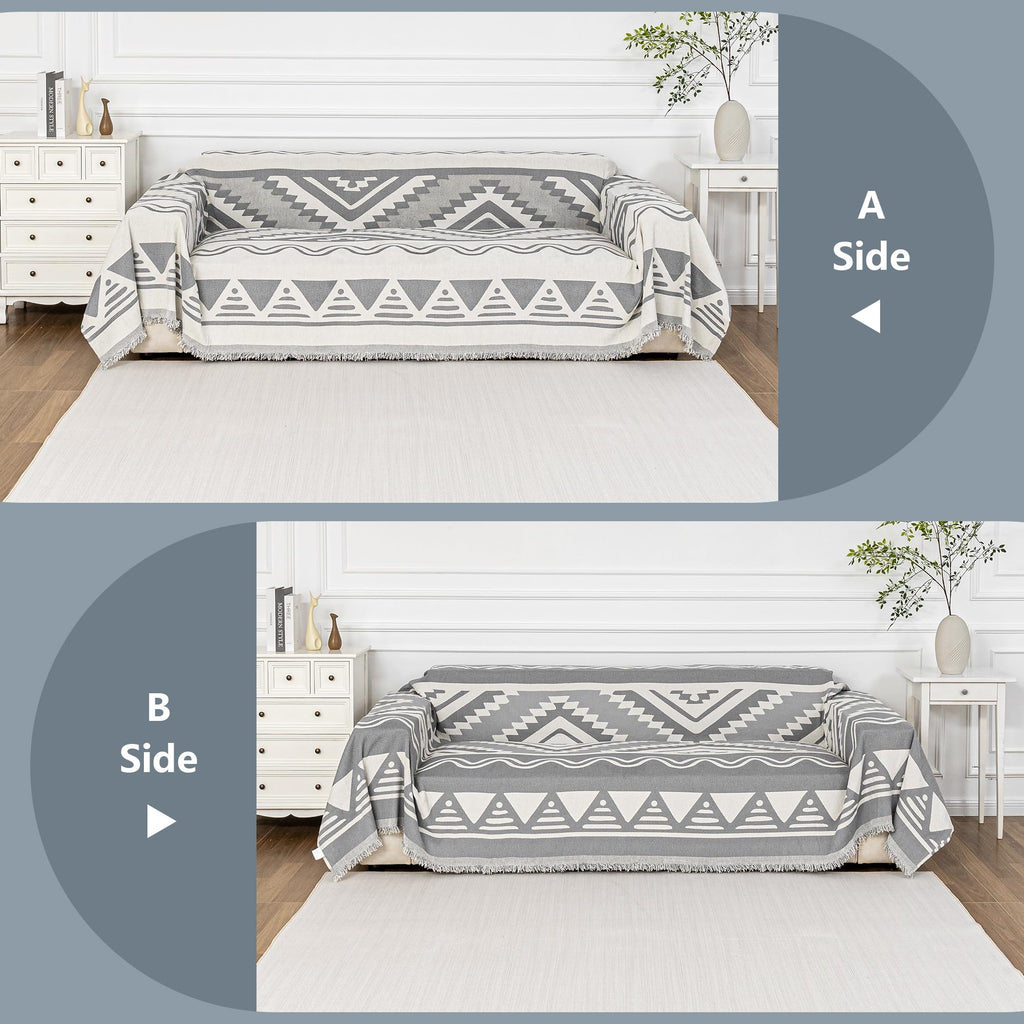 Mysky Home Sectional Couch Cover Grey Boho Geometric Sofa Covers For Sectional Sofa L Shape Chenille Couch Protector For Dogs Pe