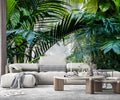 YQWDMX -Rainforest Leaves Fabric Wallpaper Green Trees Mural Bedroom 140 x 91 (Not Peel and Stick)