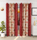 HOME UTSAV 1 Piece Eyelet Polyester Leaf Printed Curtains for Long Door 8 Feet, Maroon