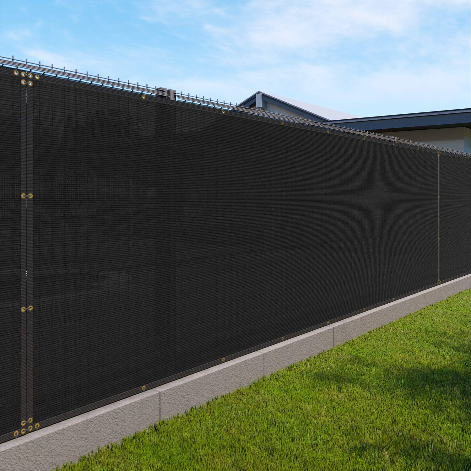 Windscreen4Less 6' X 25' Privacy Fence Screen In Black For Chain Link Fence W/ Brass Grommet Windscreen Outdoor Backyard Mesh Fe