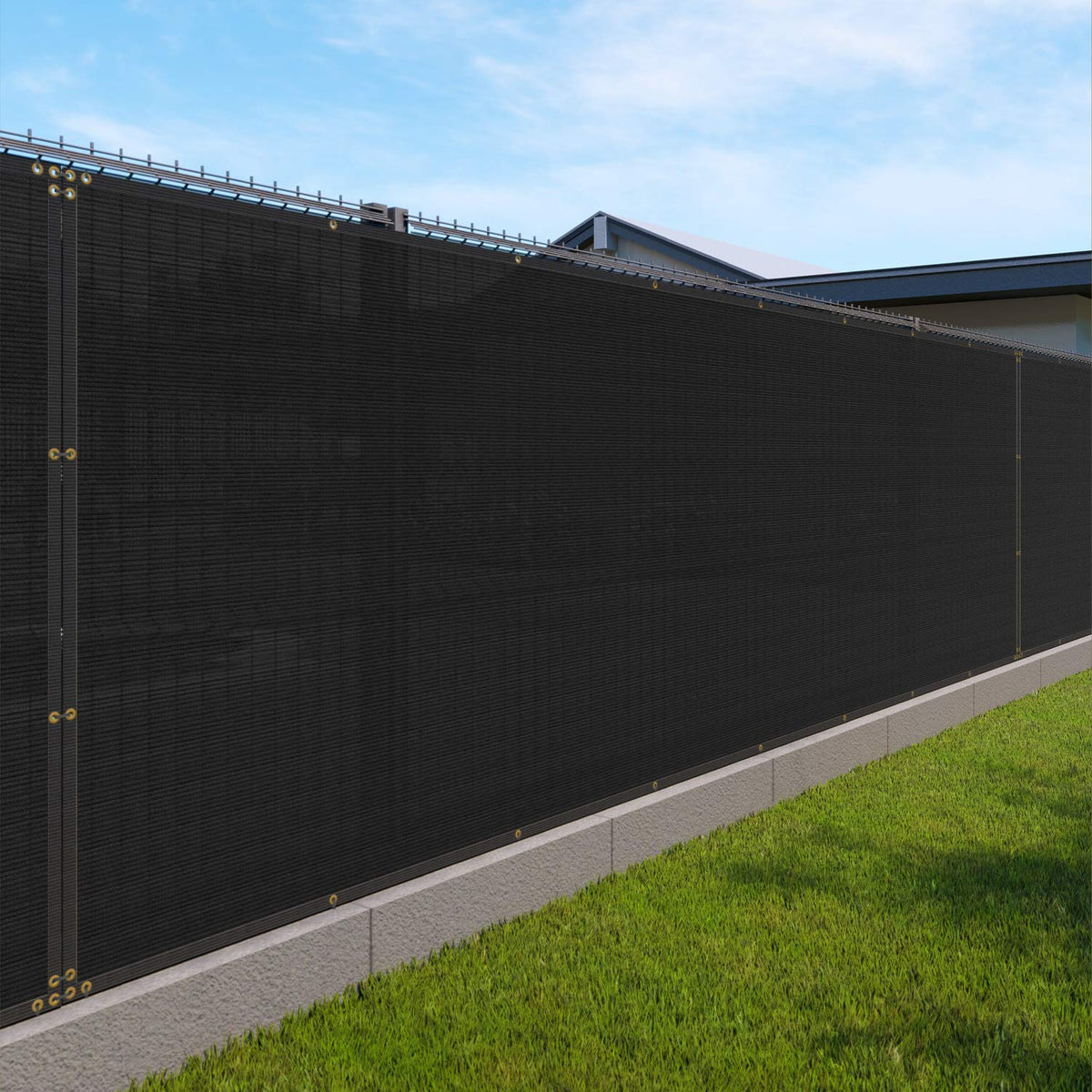 Windscreen4Less 6' X 10' Privacy Fence Screen In Black For Chain Link Fence W/ Brass Grommet Windscreen Outdoor Backyard Mesh Fe