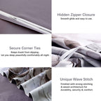 Mildly 100% Long-Staple Cotton Duvet Cover Set Cobblestone Watercolor Pattern Printed Comforter Cover 3Pcs, Ultra Soft & Breatha