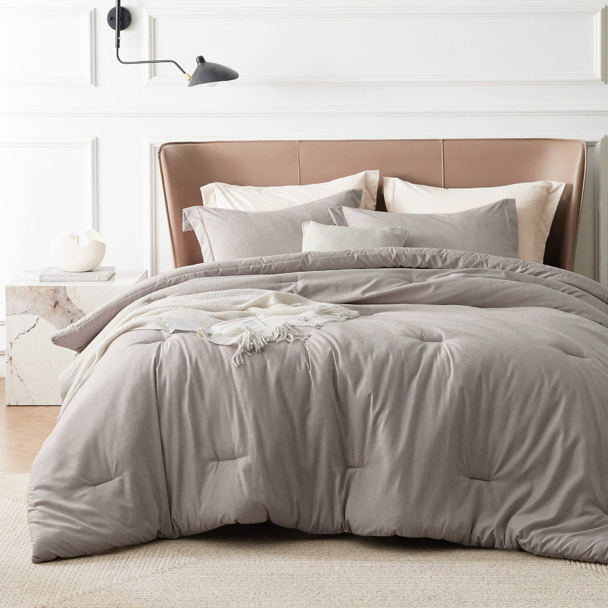 Bedsure King Size Comforter Set - Linen King Comforter Set, Soft Bedding For All Seasons, Cationic Dyed Bedding Set, 3 Pieces, 1