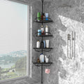 HANGMAICOME Black Corner Shower Caddy Tension Pole  Heavy Duty Rustproof Stainless Steel Shower Organizer with 4 Adjustable She