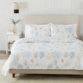 2-Piece Coral Coastal Reversible Twin Quilt Set with Sham. Beach Theme Bedding Coverlet, Soft, Microfiber - Maldives