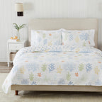 2-Piece Coral Coastal Reversible Twin Quilt Set with Sham. Beach Theme Bedding Coverlet, Soft, Microfiber - Maldives