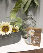 Inspirational Wood Grain Mini Block Sign, 4' (Bless This Home)