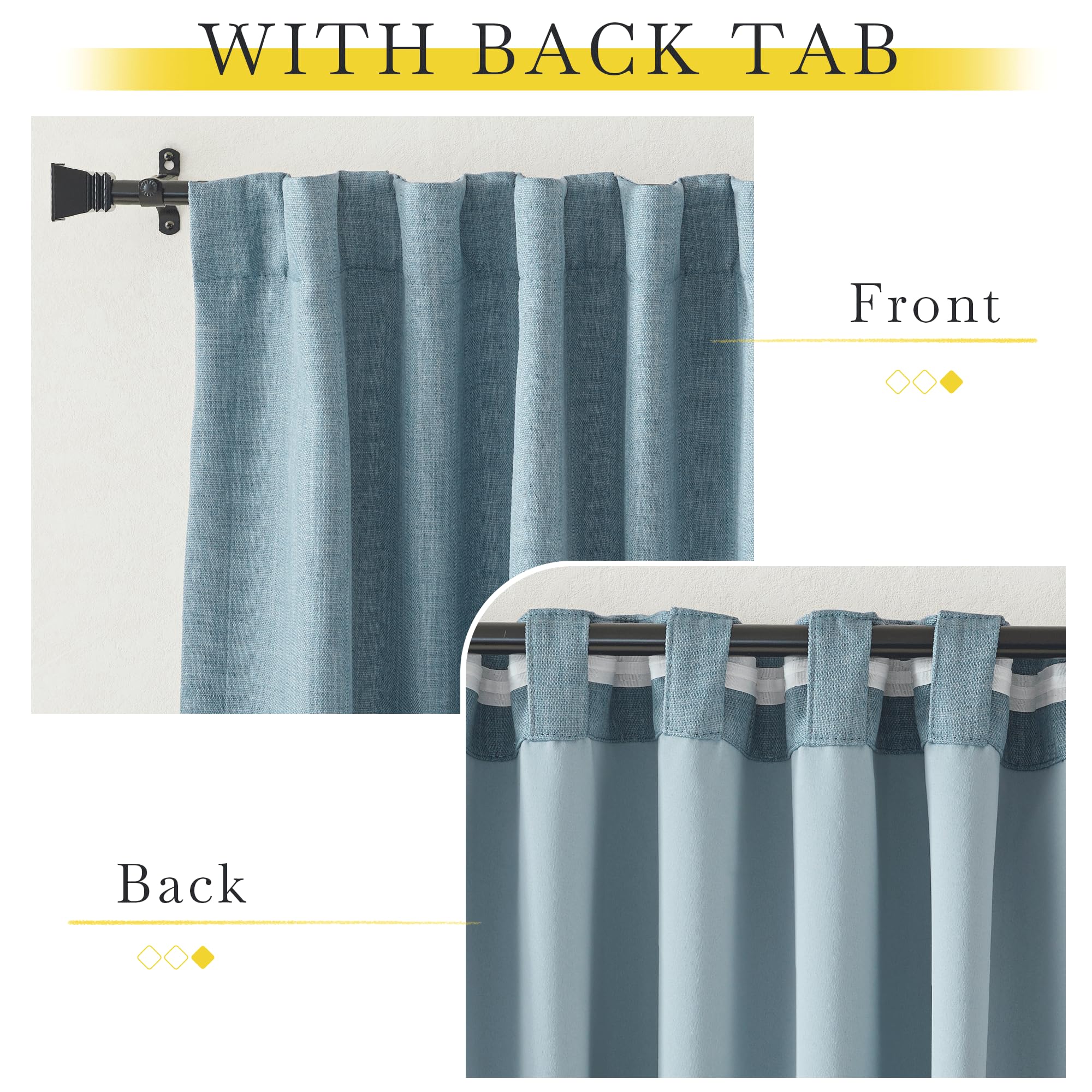 Nicetown Faux Linen Mist Blue Curtains For Living Room, Pinch Pleated Curtains Room Darkening Window Treatments Thermal Drapes L