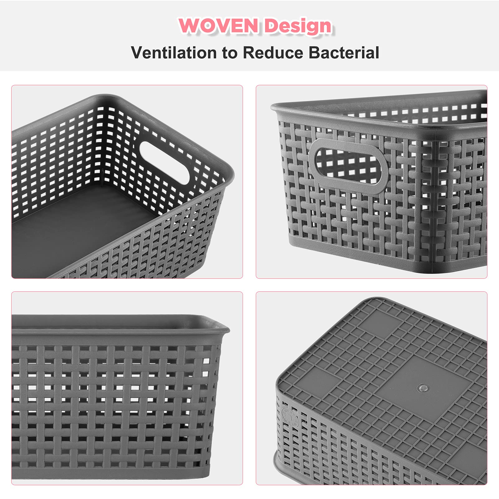 Areyzin Small Storage Bins Plastic Storage Baskets Set Of 6 Sturdy Small Pantry Organizer Bins Organization And Storage Shelves