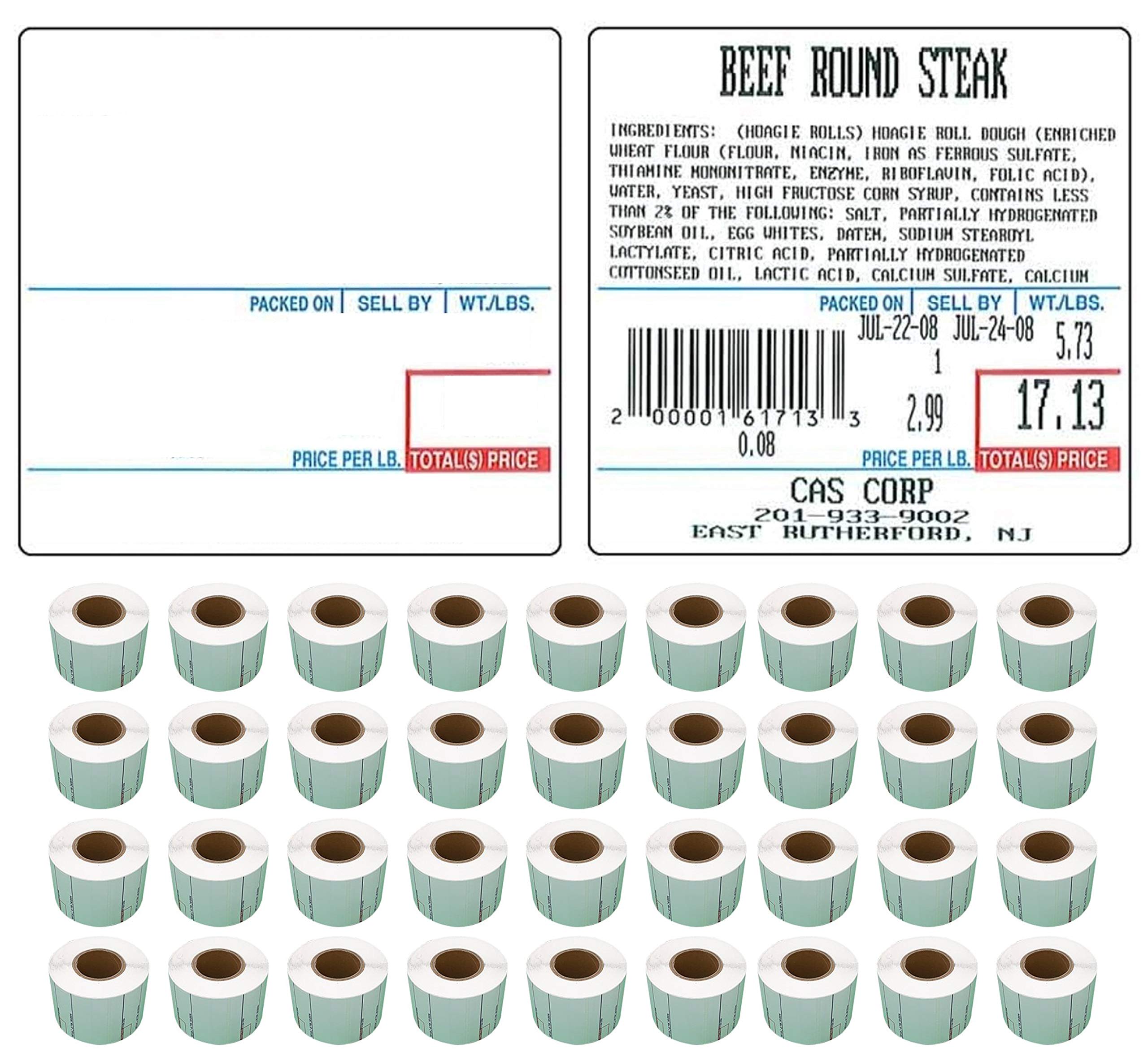 Pokanic Labels Lst-8020 Thermal 36 Rolls - 18,000 Labels 58 X 60Mm Printer Printing Scale Compatible With Cas Lp-1000 Cl-5000 Cl