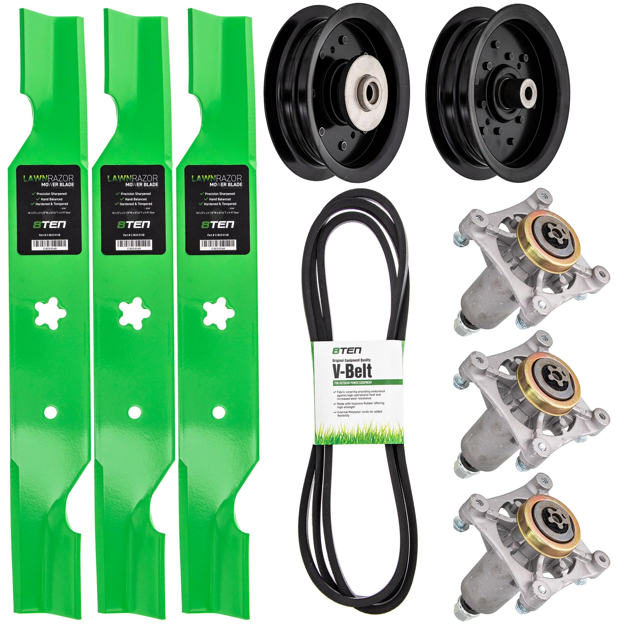 8Ten Deck Rebuild Kit For Husqvarna Poulan Pro 54 Inch Gth 24V54 264T Yth 2454 24V54 Blade Spindle Belt Idler