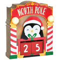Multicolor Penguin Light-Up Standing Advent Calendar - 5.8' x 4.7' (1 Count) - Wood & Plastic Battery Operated Design, Perfect
