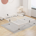 ROIL 7 Inch White Full Bed Frame with Rounded Corner and Mattress Retainers, 3500LBS Heavy Duty Steel Slats No Box Spring Needed