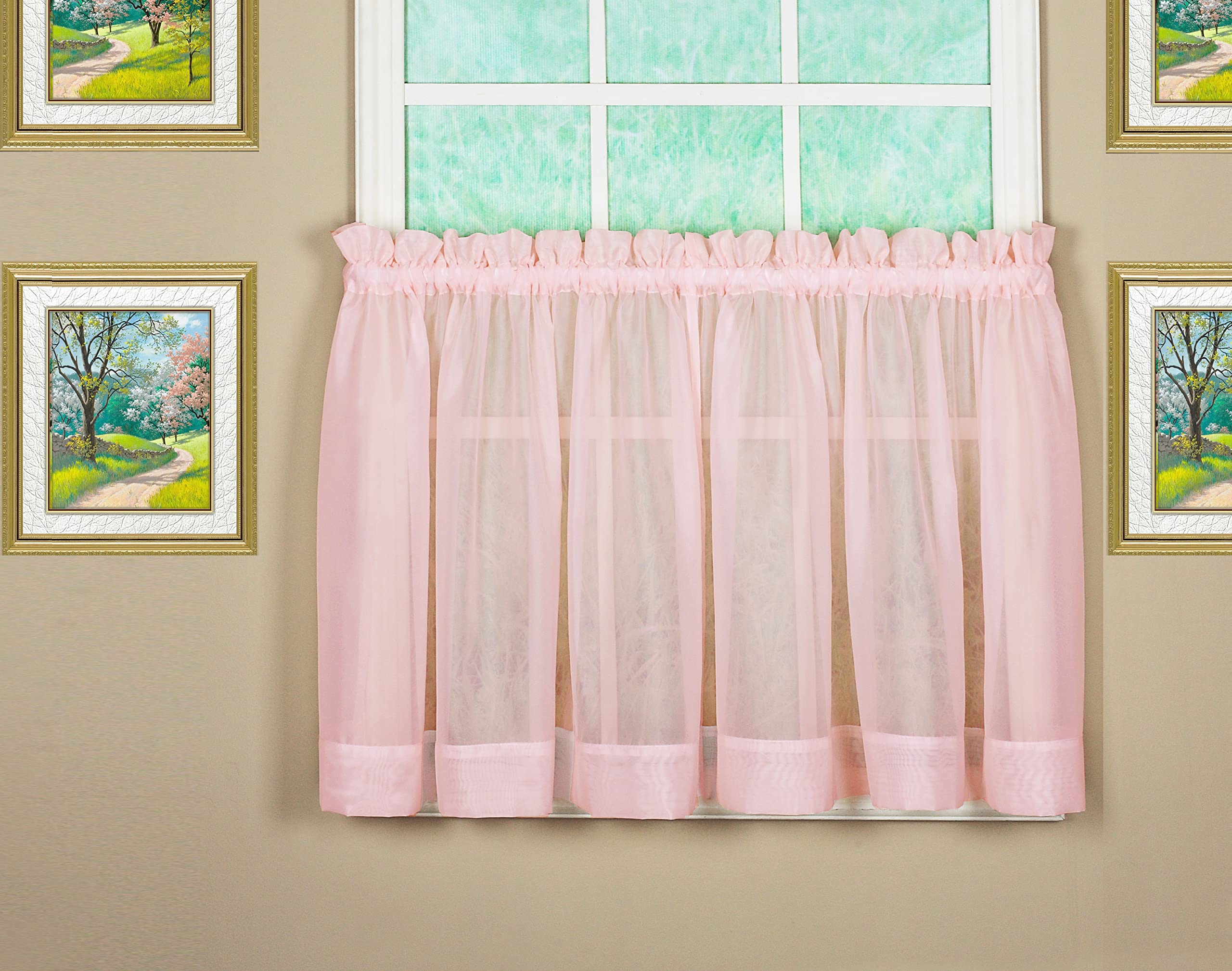 Today'S Curtain Emelia Original Voile Tier Pair 30', Rose, 60' W X 30' L