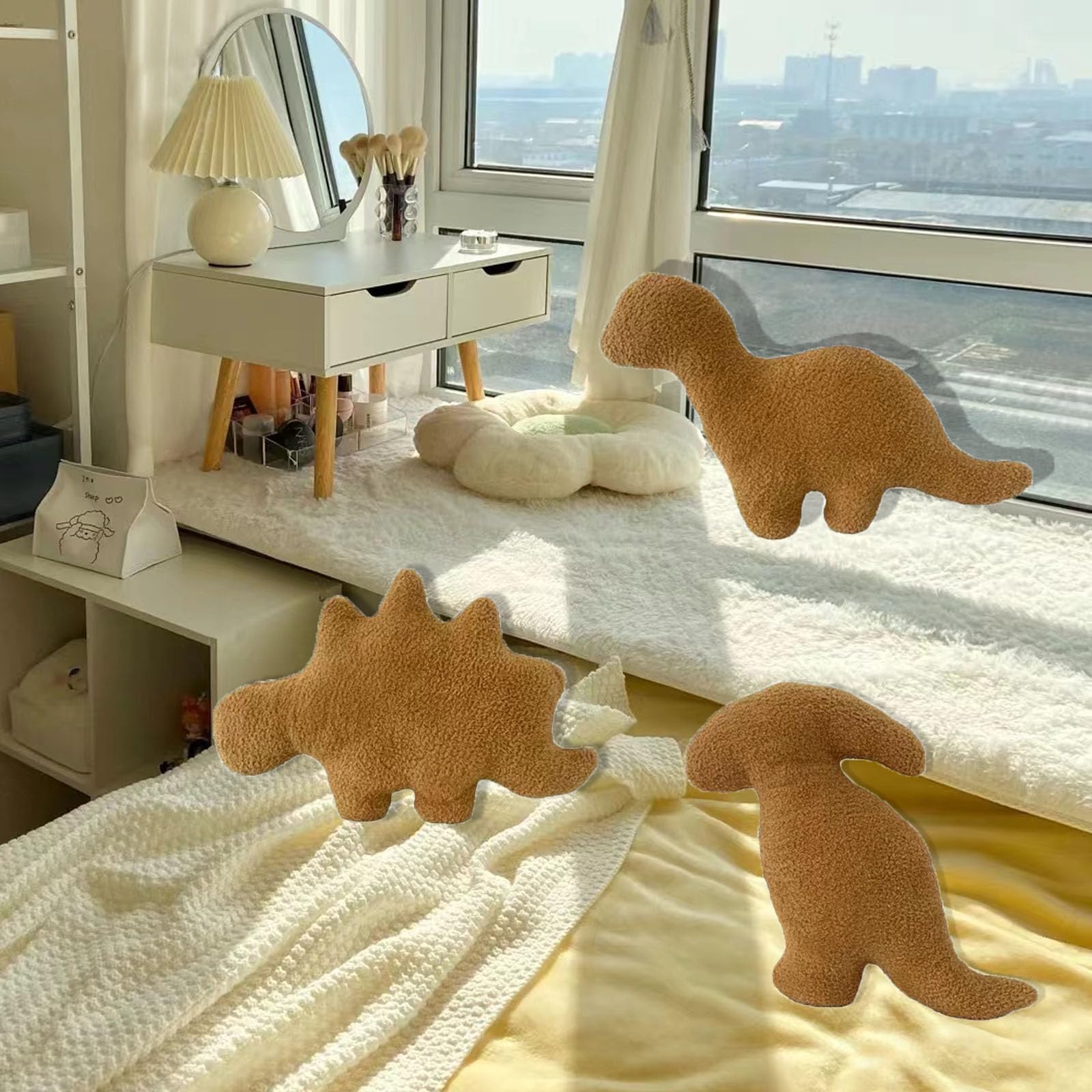 Lixzuch 6 Pack Mini Chicken Nugget Pillow Plush, 8.8 Inches Stuffed Animal Toy, Dinosaur Party Decoration Gift For Kids