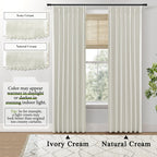 Blackout Curtains Drapes 84 Inch Length 2 Panels Set Linen Farmhouse Curtains For Living Room,Pinch Pleated Black Out Curtain For Bedroom Window Treatments Cortinas Para Sala,By Size 84 Long,Cream