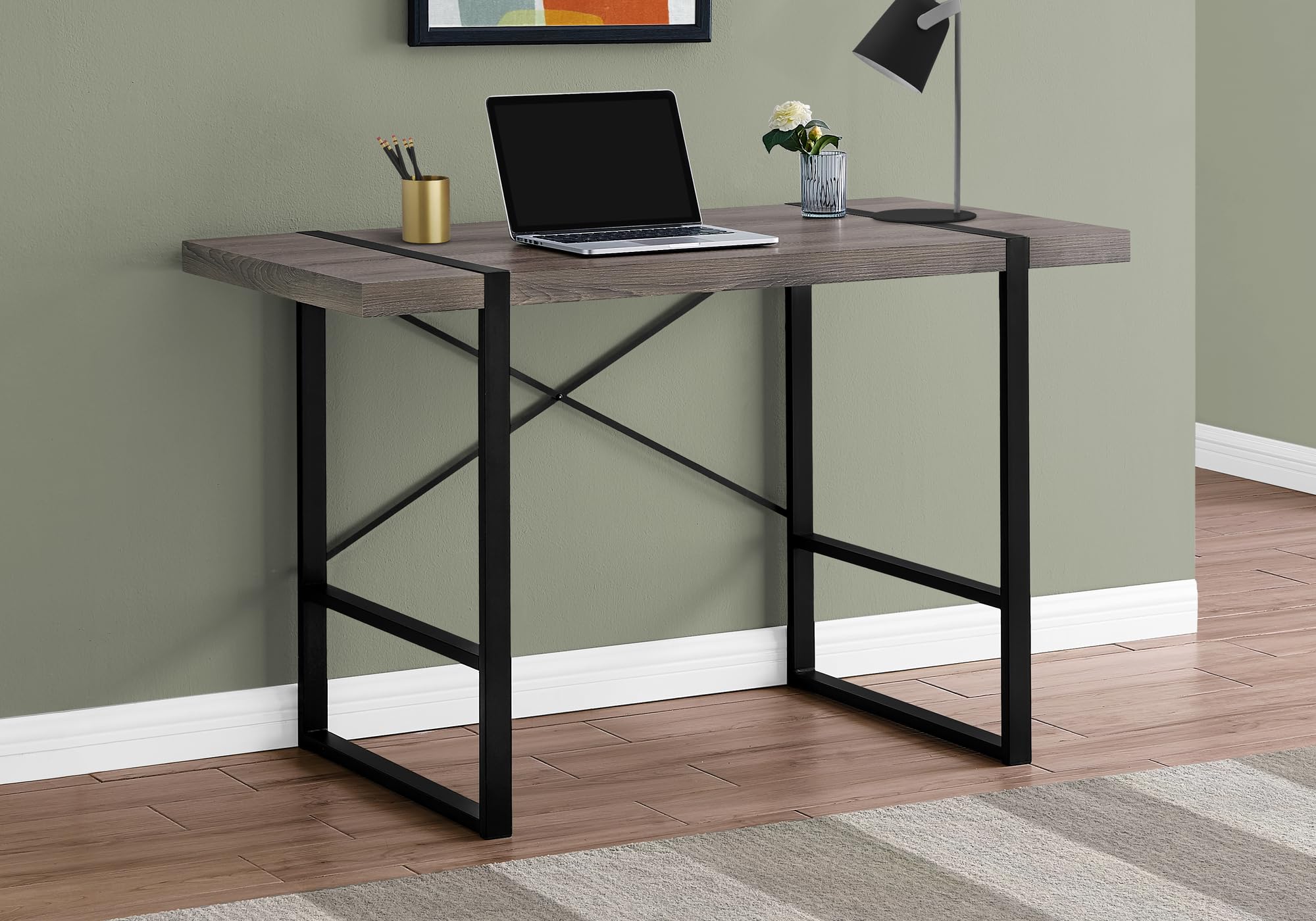 Monarch Specialties Laptop Table For Home & Office-Study Computer Desk-Contemporary Style-Metal Legs, 48&quot; L, Dark Taupe