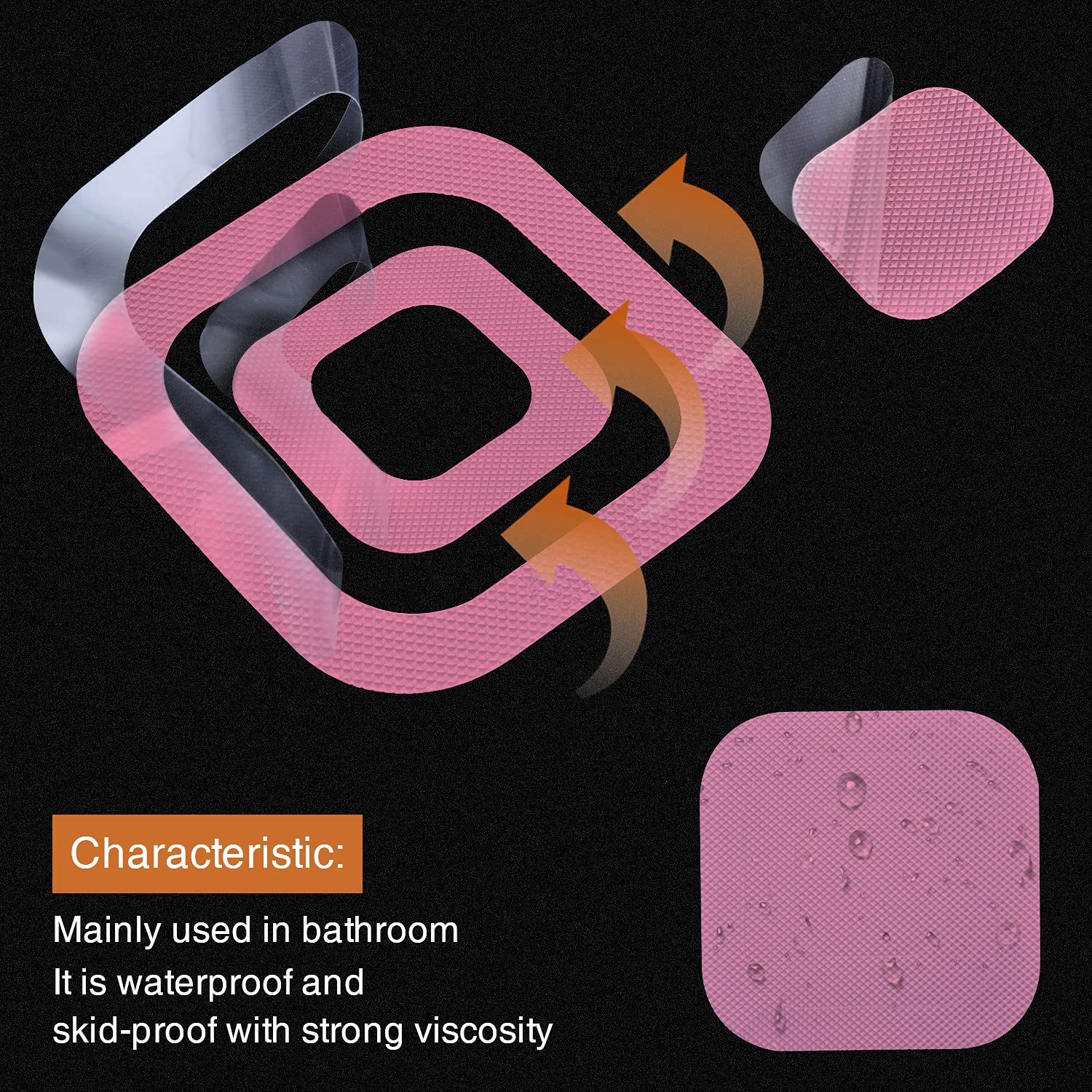 Secopad Non-Slip Bathtub Stickers, 72 Pcs Safety Bathroom Tubs Showers Treads Adhesive Decals Scraper (Pink)