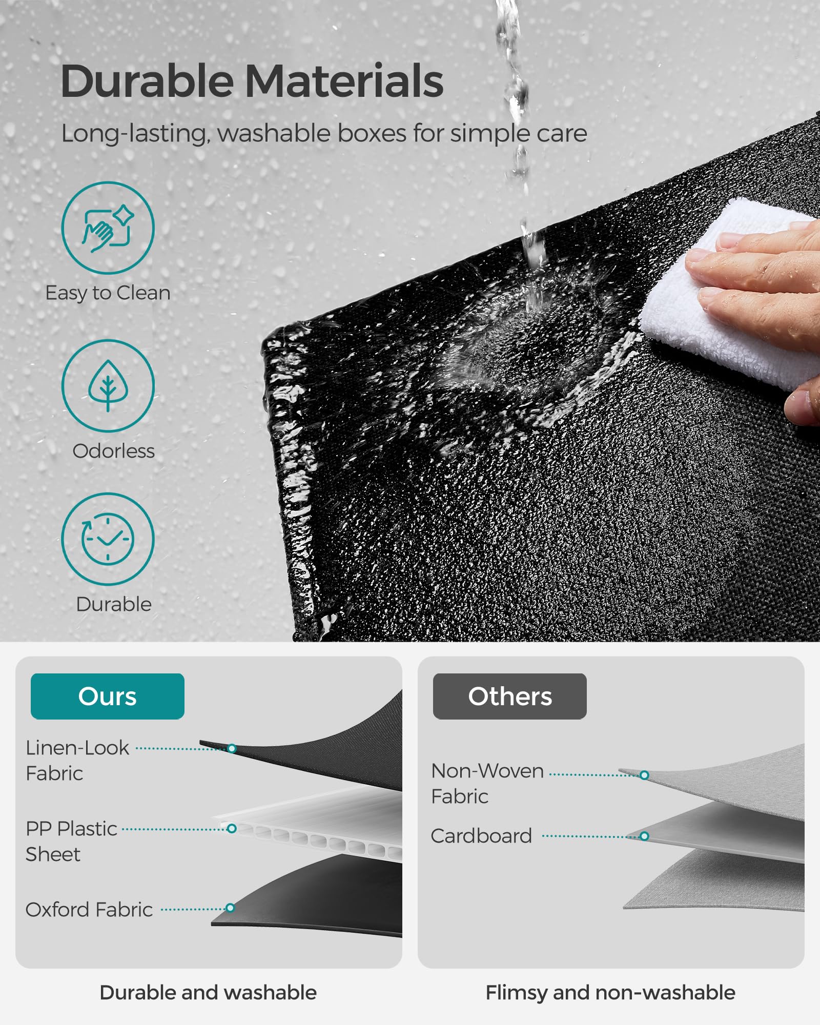 Songmics Storage Cubes, Set Of 4 Cube Storage Bins, 11.8 X 11.8 X 11.8 Inches, 2 Handles, Oxford Fabric And Linen-Look Fabric, E