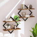 Shoper cart Floating Wall Shelves, Wall Shelf for Bedroom, Wall Shelves for Living Room, Rustic Wood with Black Metal Diamond Fr