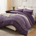 Litanika Purple King Comforter Set, 3 Pieces Striped Bedding Set, Lightweight Soft All Season Down Alternative Comforter Set Wit
