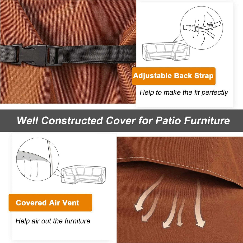 Nettypro Patio V-Shaped Sectional Lounge Set Cover Waterproof (V-100 Lx100 Dx30 H)