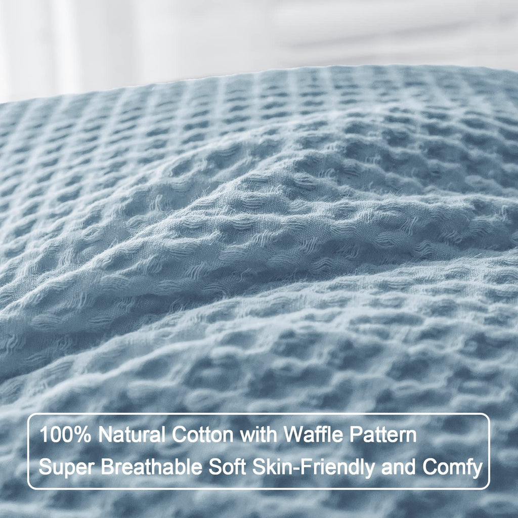 Phf 100% Cotton Waffle Weave Throw Pillow Cover, 24' X 24', No Insert, 2 Pack Square Pillowcases Shell, Elegant Home Decorative Throw Pillow Covers For Bed Couch Sofa, Dusty Blue