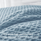 Phf 100% Cotton Waffle Weave Throw Pillow Cover, 24' X 24', No Insert, 2 Pack Square Pillowcases Shell, Elegant Home Decorative Throw Pillow Covers For Bed Couch Sofa, Dusty Blue
