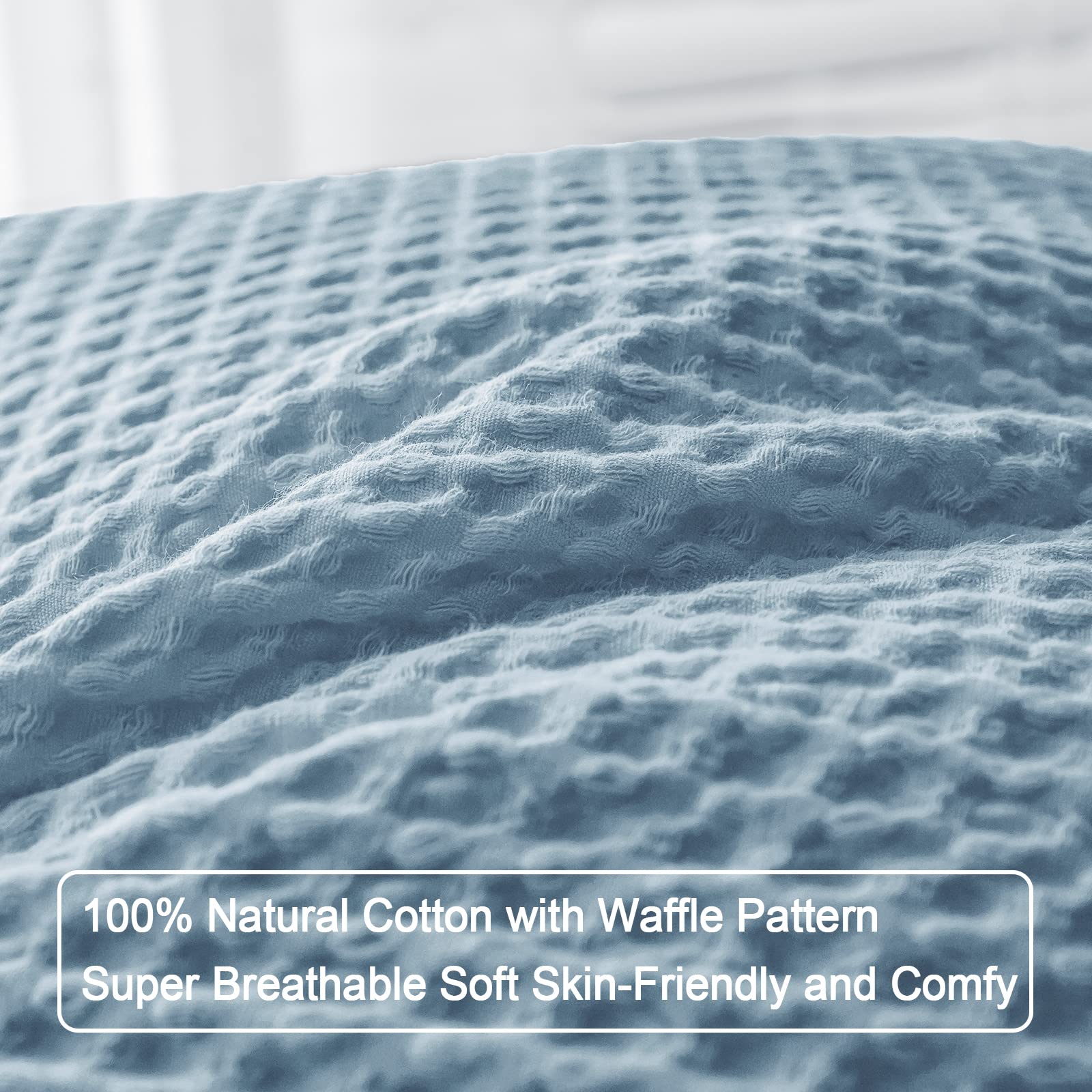 Phf 100% Cotton Waffle Weave Throw Pillow Cover, 24' X 24', No Insert, 2 Pack Square Pillowcases Shell, Elegant Home Decorative Throw Pillow Covers For Bed Couch Sofa, Dusty Blue