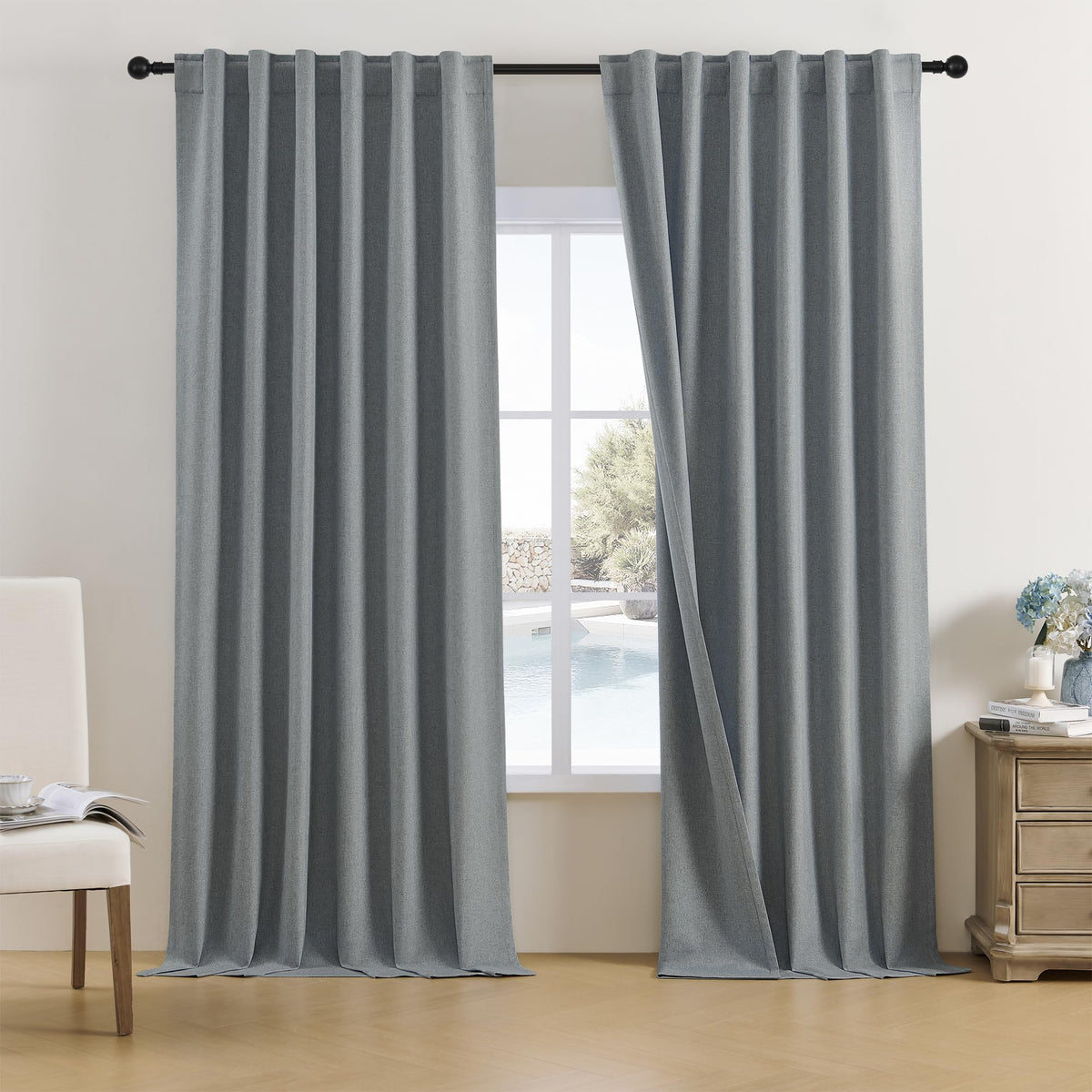 Dualife 132 Inch Curtains Extra Long Back Tab And Rod Pocket Thermal Insulated Blackout Curtains 50 By 132 Inch 11 Ft 2 Panels S