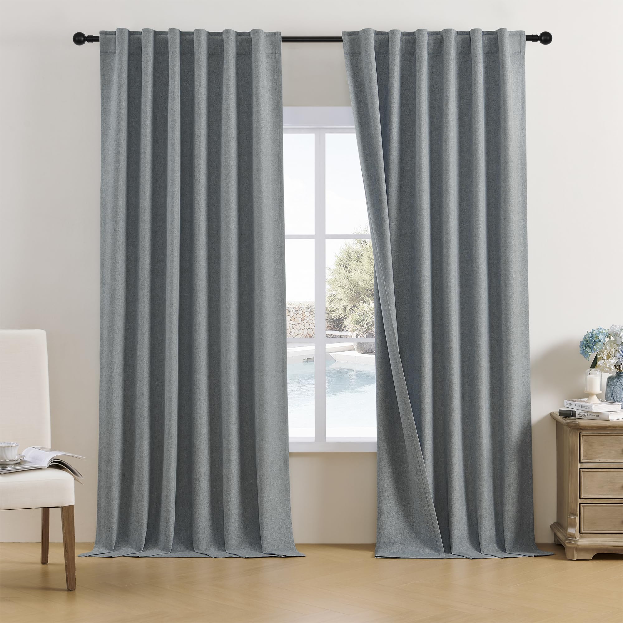Dualife 132 Inch Curtains Extra Long Back Tab And Rod Pocket Thermal Insulated Blackout Curtains 50 By 132 Inch 11 Ft 2 Panels S
