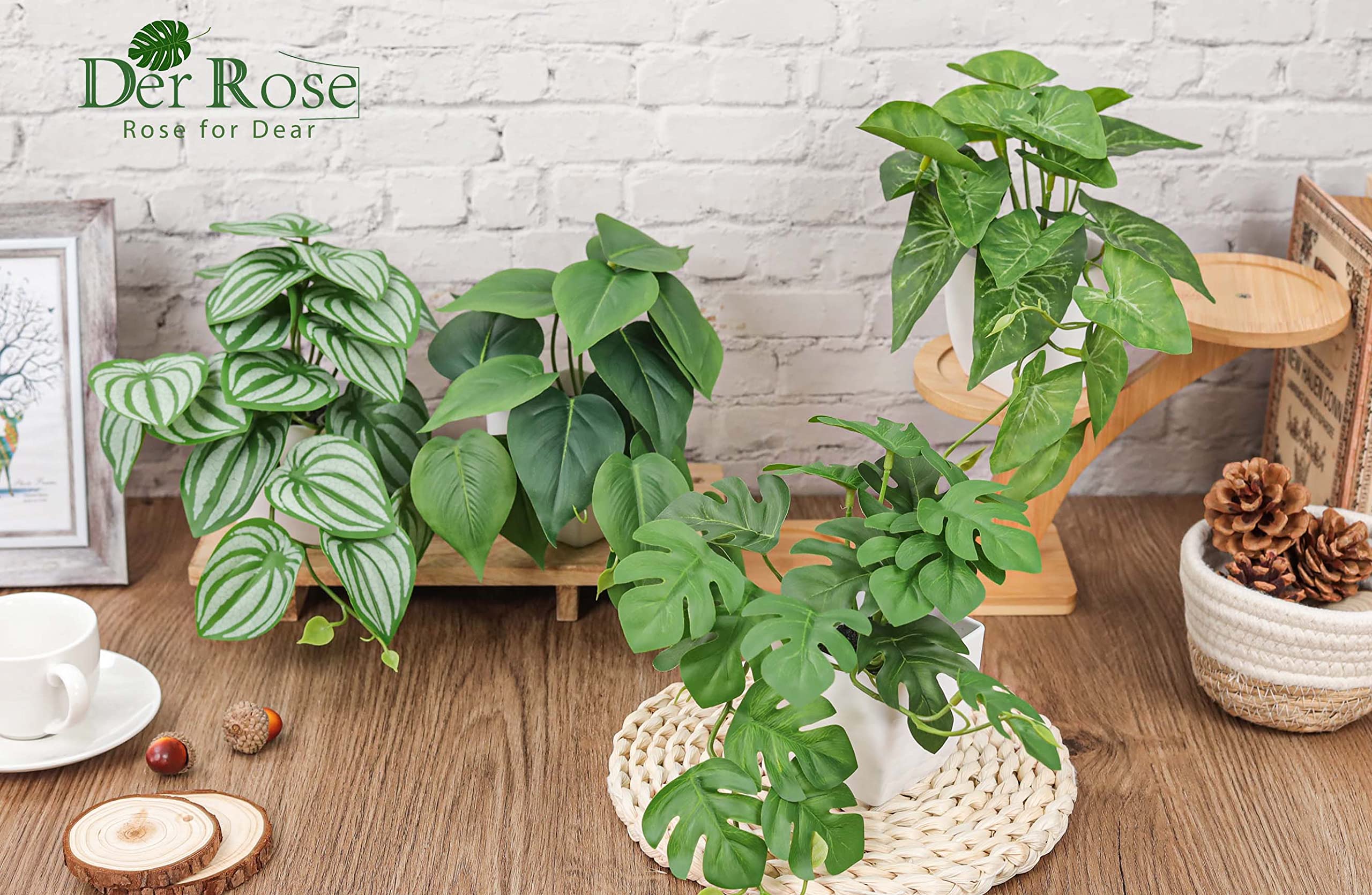 Der Rose 4 Pack Small Fake Plants Artificial Plants For Home Bedroom Aesthetic Living Room Bathroom Farmhouse Decor Indoor