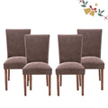 Parsons Dining Chairs Set of 4, Upholstered Nailhead Dining Room Kitchen Side Chair with Thick Cushions and Wood Legs, Brown