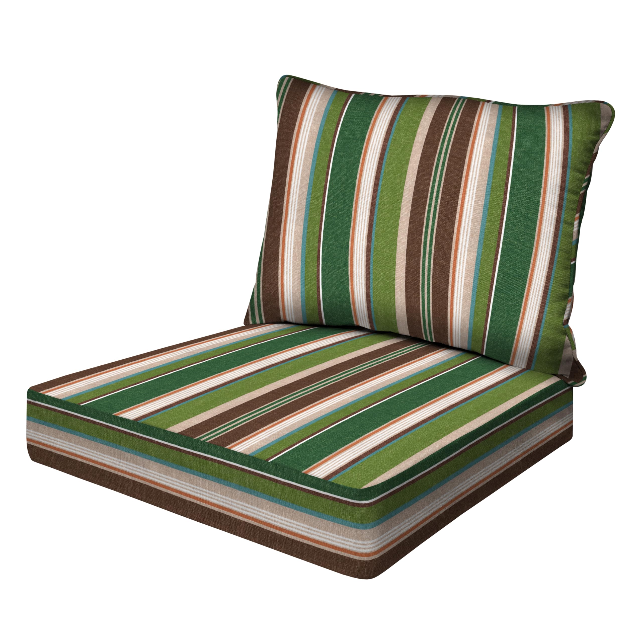 Honeycomb Essentials Outdoor Deep Seating Cushion, 24    X 24   , Stripe Pine Green Patio Chair Cushion