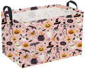 Sanjiaofeng Rectangular Pink Ghost Halloween Storage Bins,Ghosts Storage Basket with Handles.Clothers,Books,Gifts Bins.Halloween