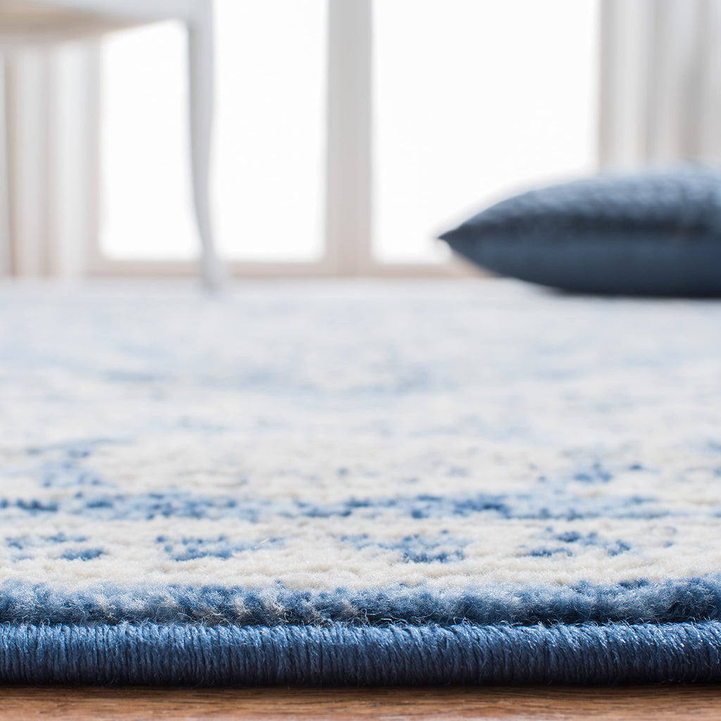 Safavieh Brentwood Collection Runner Rug - 2' X 12', Ivory & Navy, Medallion Distressed Design, Non-Shedding & Easy Care, Ideal