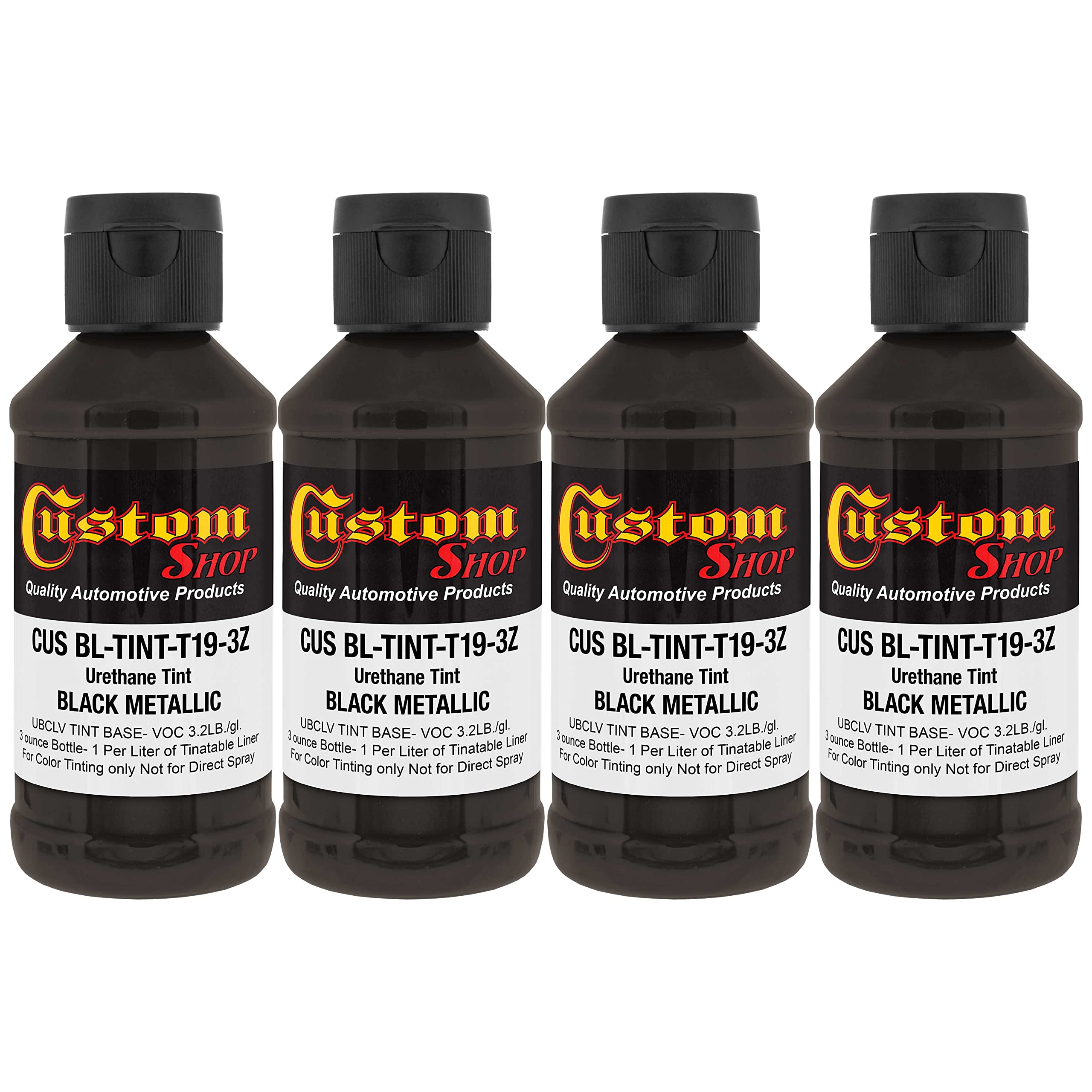Custom Coat 3 Ounce (Black Metallic Color) Urethane Tint Concentrate For Tinting Truck Bed Liner Coatings (Pack Of 4) - Proporti