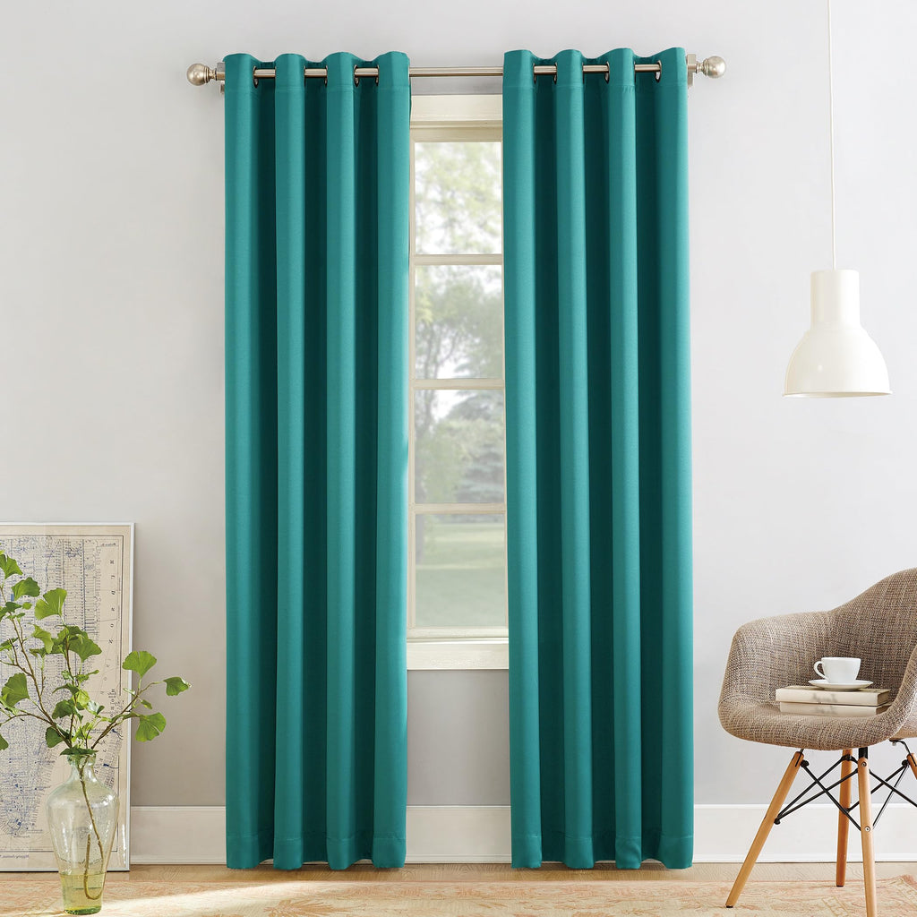 Sun Zero Barrow 2-Pack Energy Saving Grommet Curtain Panel Pair, 54'' x 54, Marine Blue