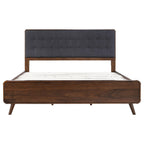 Coaster Home Furnishings Robyn Contemporary Fabric Upholstered Eastern King Size Panel Bed Frame Platform Bed 53-inch Headboard Dark Walnut 205131KE