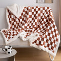Lomao Sherpa Throw Blanket Fleece Blanket With Checkered Pattern Soft Thick Blanket For Couch, Bed, Sofa Luxurious Warm And Cozy