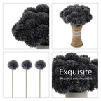 Kimura'S Cabin Black Silk Flowers Artificial Hydrangea Chrysanthemum Ball Flowers Bouquets 15Pcs For Home Dining Table Core Hall